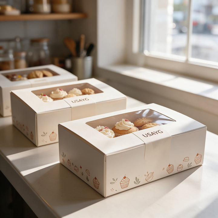 Perfect Containers Logo Custom Window Cupcake Boxes | North American Sunshine