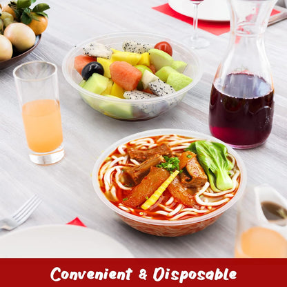150 Pcs Stackable Meal Prep Bowl Containers, Food Takeout Bowls Reusable,Black Disposable Meal Prep Bowls With Lids. (24oz-transparent)