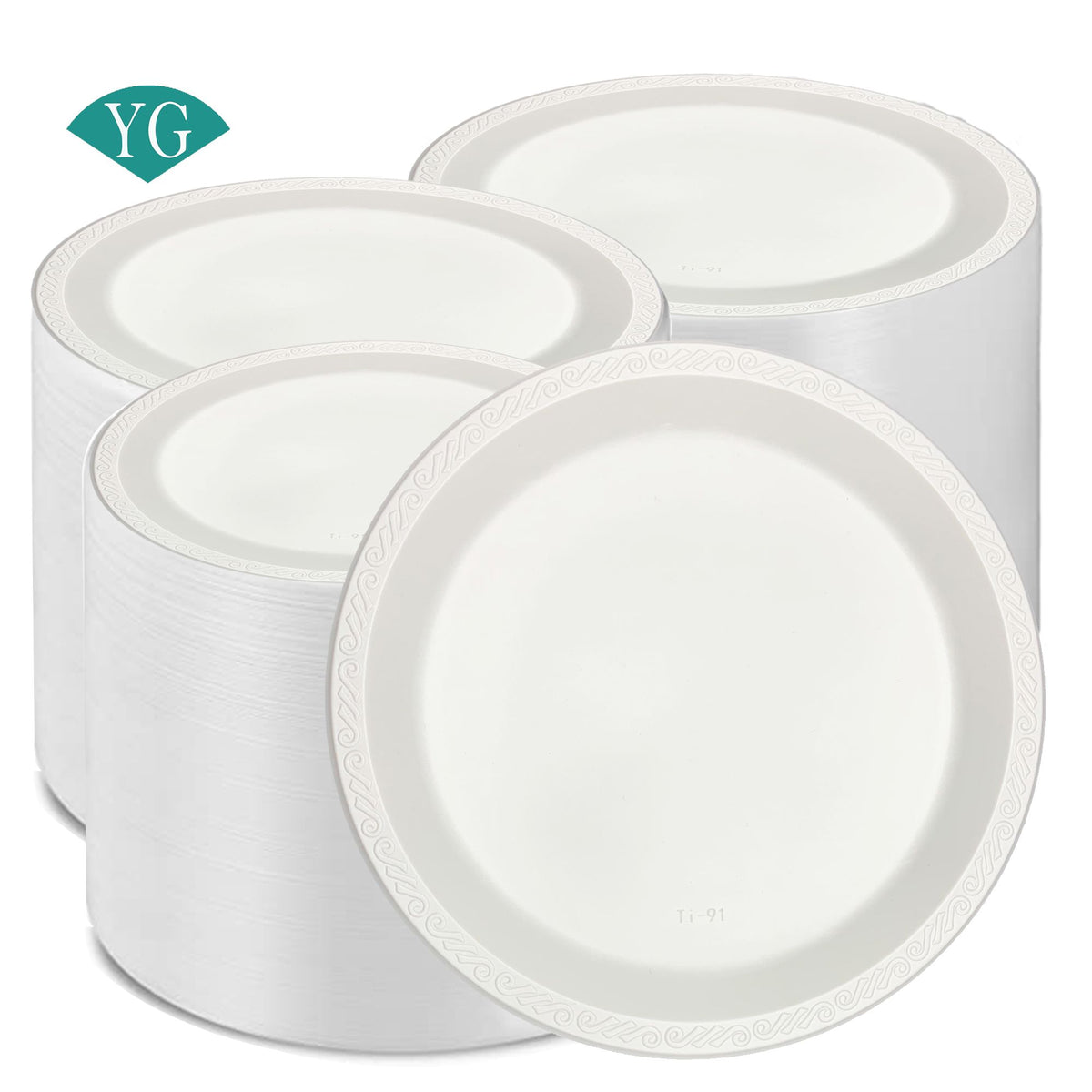 200 Pieces Plastic Dinner Round Plates, 9" Premium Hard Plastic Lunch Plates, Ideal for Wedding and Party (White-200, 9 inch)