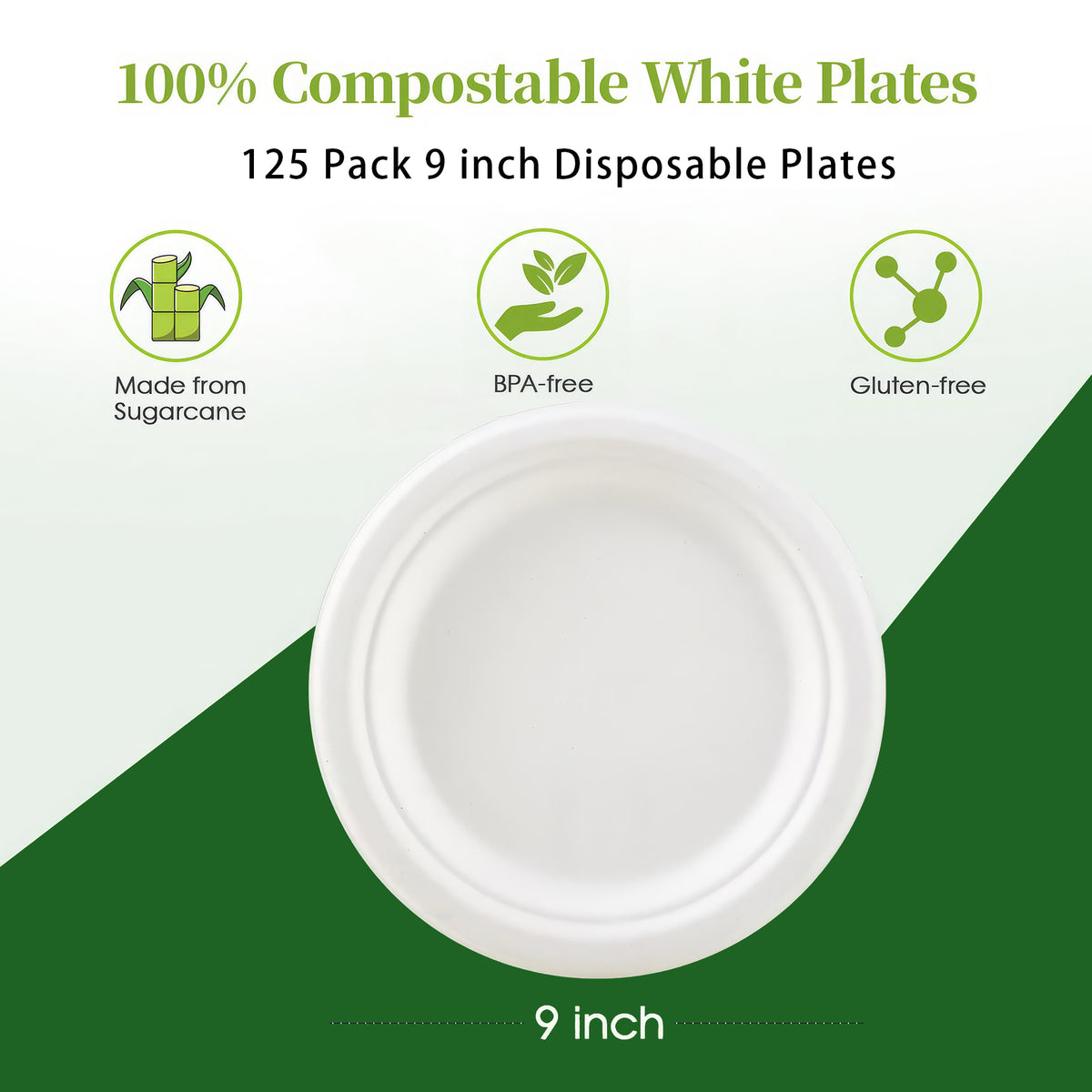 Bagasse Plates — 9 inch