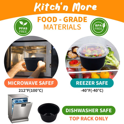 48oz Soup & Noodle Separation Bowl, 1450ml Double Bowl, Separation Compartment