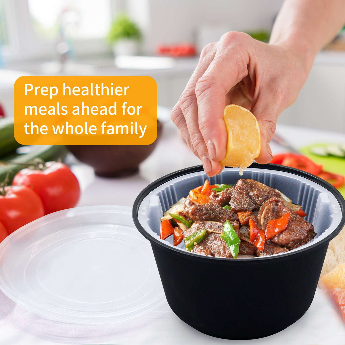 48oz Soup & Noodle Separation Bowl, 1450ml Double Bowl, Separation Compartment
