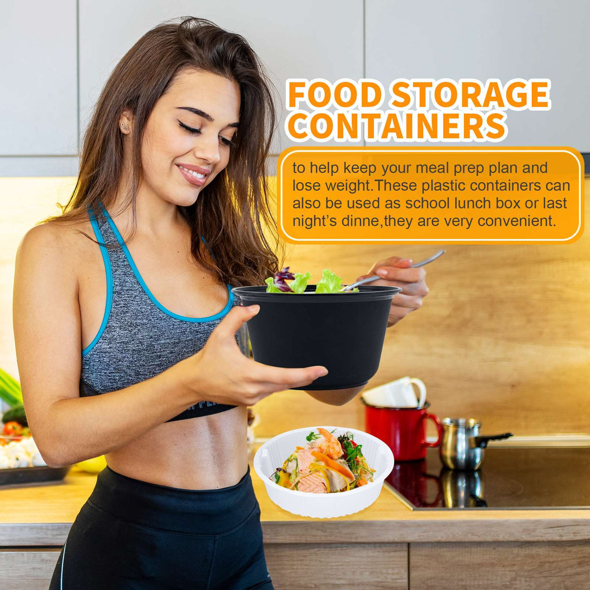 48oz Soup & Noodle Separation Bowl, 1450ml Double Bowl, Separation Compartment