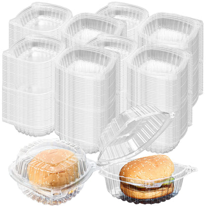 500Pcs 5‘’ Clear Hinged Plastic Containers,Clear Plastic Take out Containers,Square Hinged Food Container,Disposable Clamshell Dessert Container,Clamshell Take Out Containers for Dessert (500)