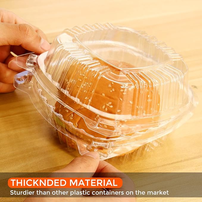 500Pcs 5‘’ Clear Hinged Plastic Containers,Clear Plastic Take out Containers,Square Hinged Food Container,Disposable Clamshell Dessert Container,Clamshell Take Out Containers for Dessert (500)