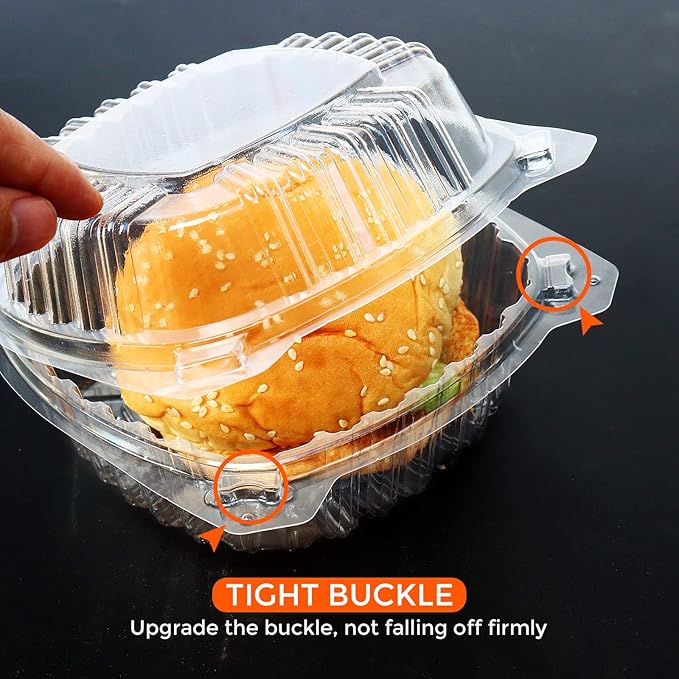 500Pcs 5‘’ Clear Hinged Plastic Containers,Clear Plastic Take out Containers,Square Hinged Food Container,Disposable Clamshell Dessert Container,Clamshell Take Out Containers for Dessert (500)