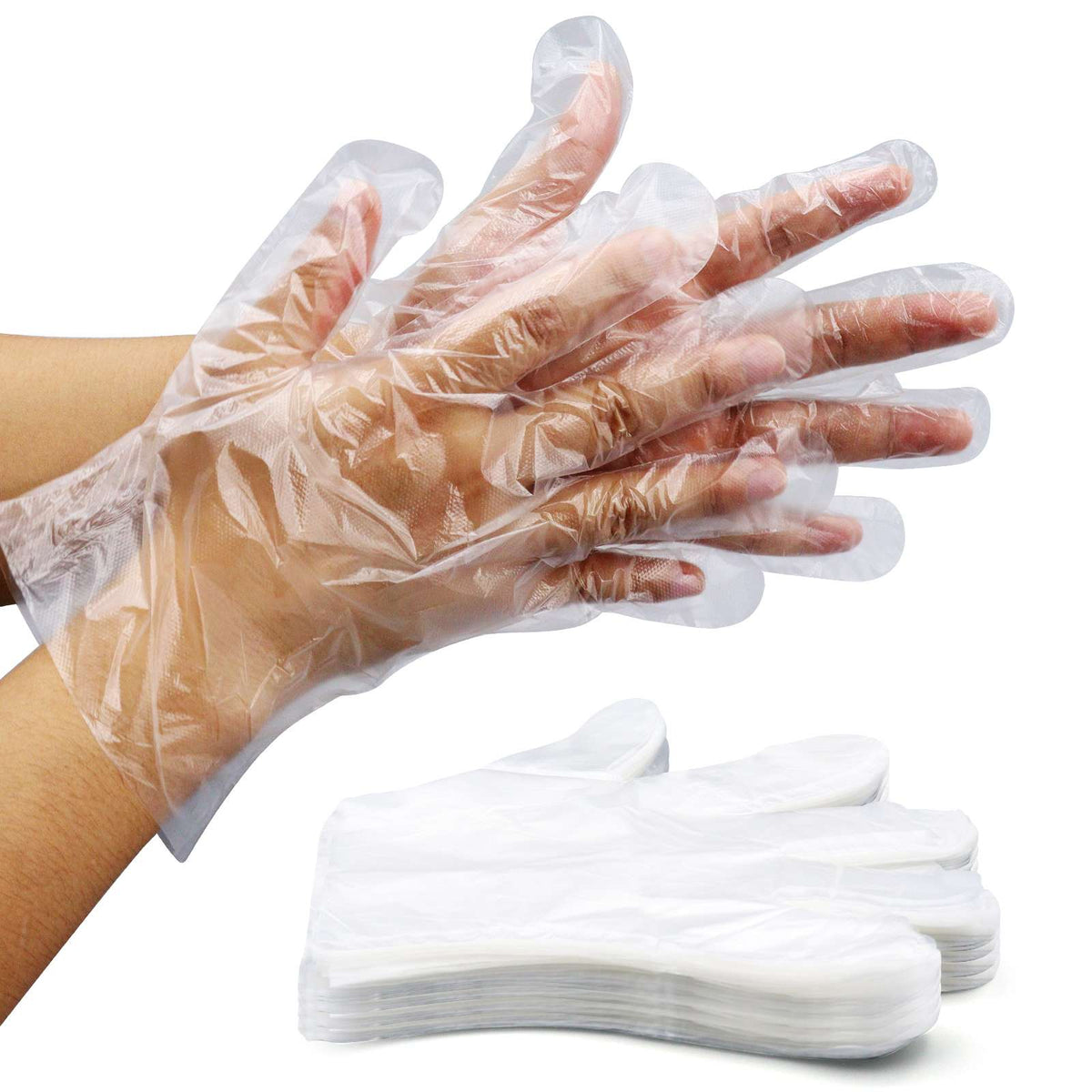Disposable transparent plastic gloves