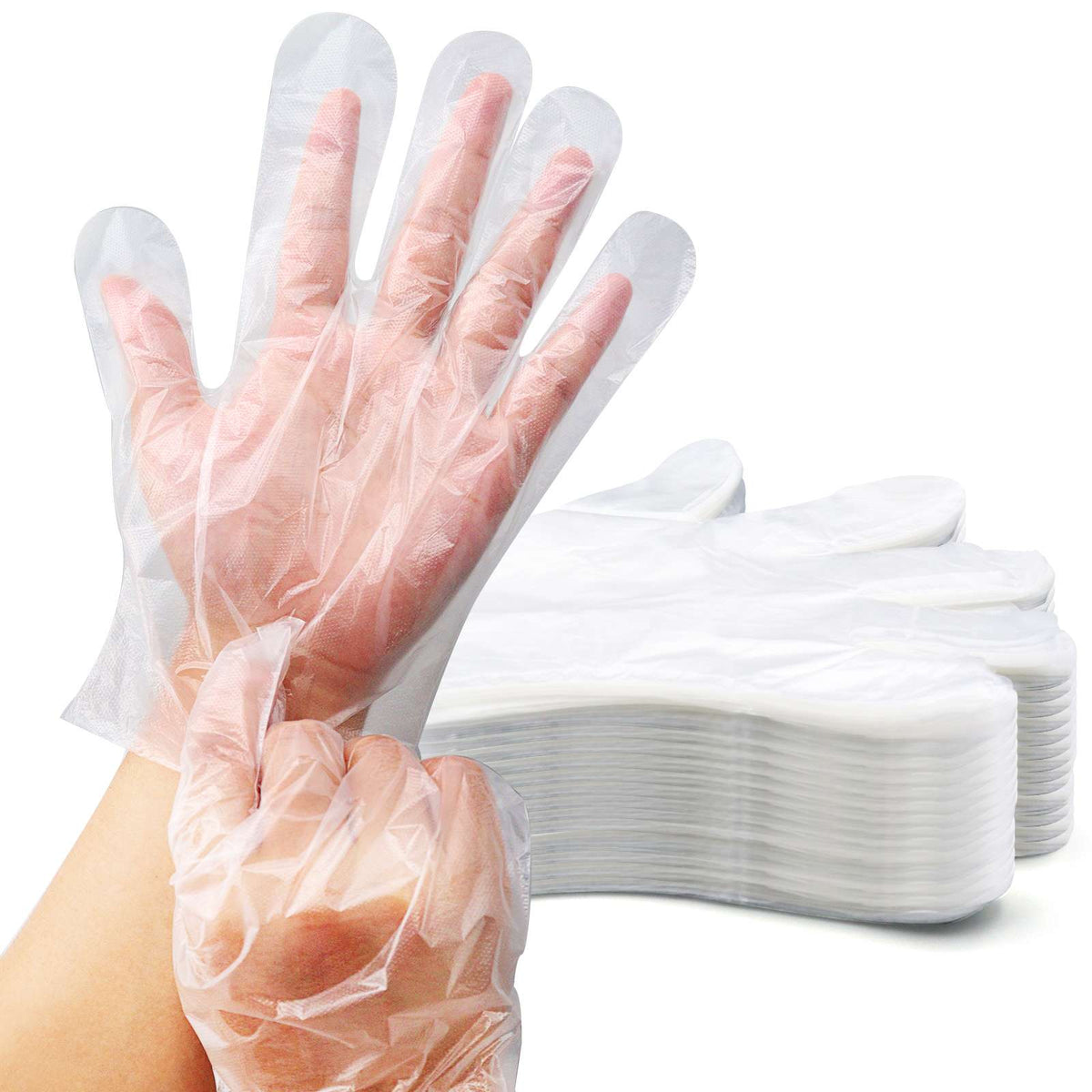 Disposable transparent plastic gloves