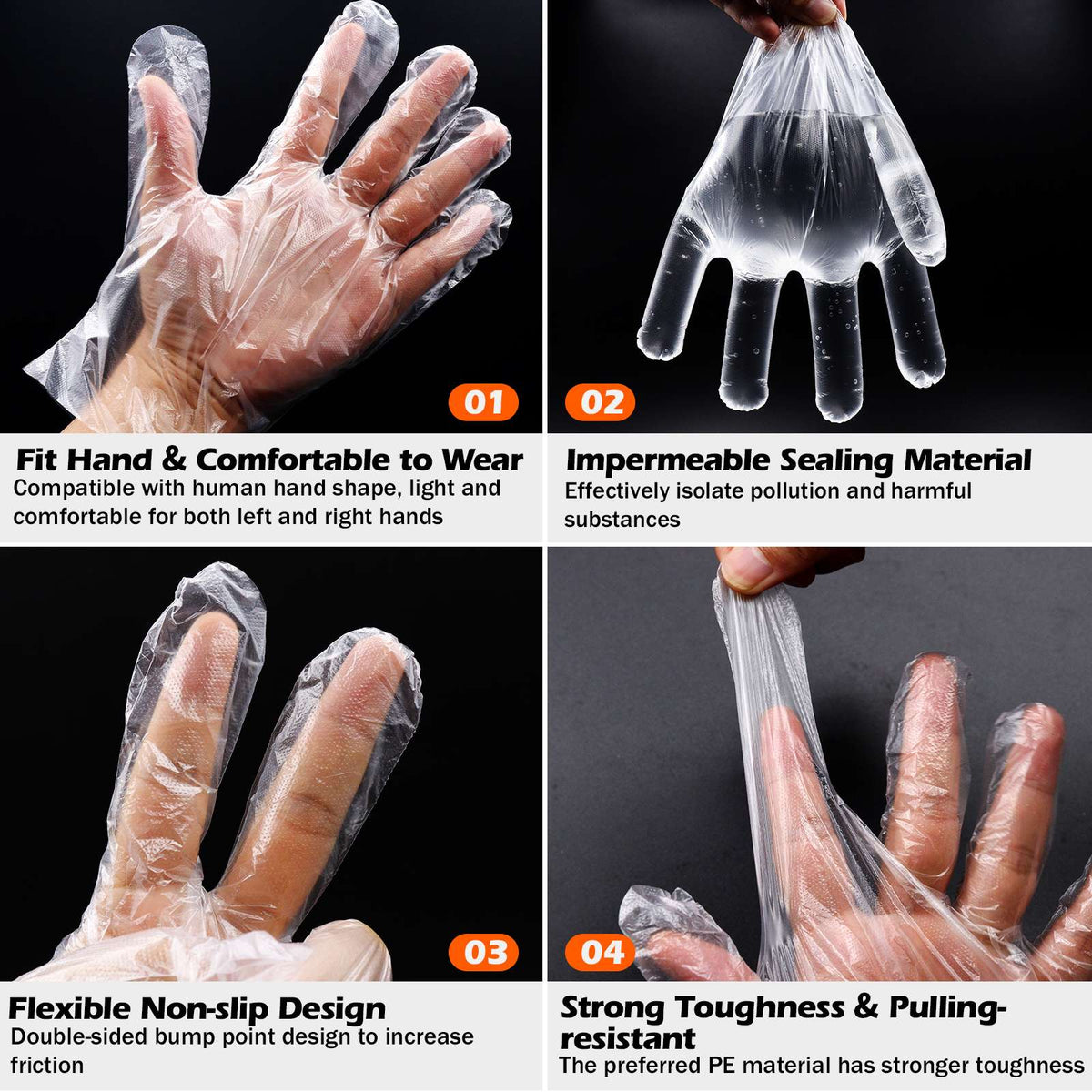 Disposable transparent plastic gloves